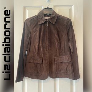 EUC LIZ CLAIBORNE Genuine Suede Jacket Petite Small